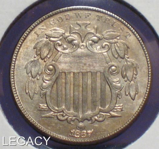 1867 P U.S. SHIELD NICKEL BETTER DATE (OS+  