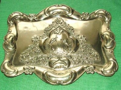 1900 WMF ? Art Nouveau Stork Flowers Silver Plated Tray  