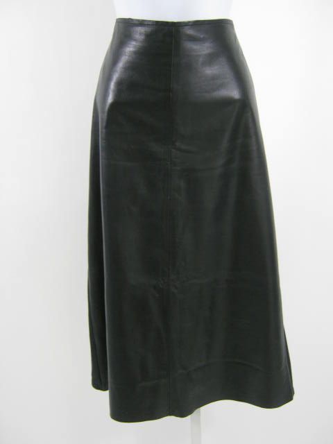 JOHN PATRICK Black Leather Sweater Skirt Outfit Size L  