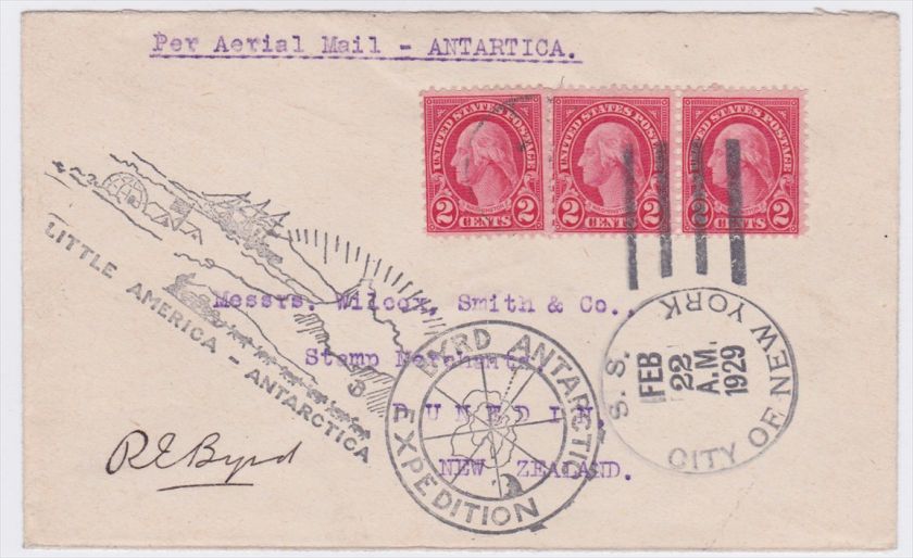 Byrd Antarctic Expedition SS City Of New York 1929 Cover Autograph by 