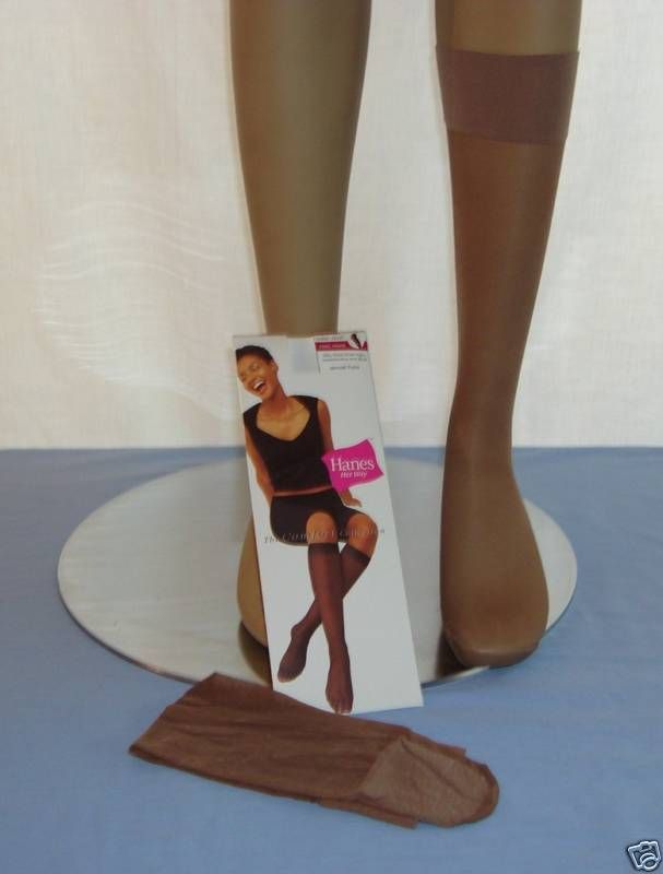 New Hanes Silky Sheer Knee High Pantyhose 5 Pair Lot  