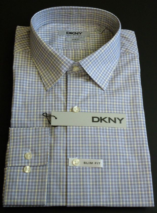 DKNY Mens Plaids Dress Shirt Multi Blue Color Sizes L, XL & XXL 