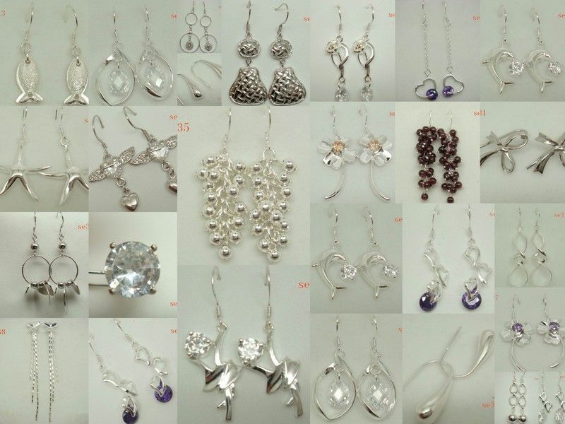925Sterling Silver earrings jewelry charm beadings Pendant hooks 