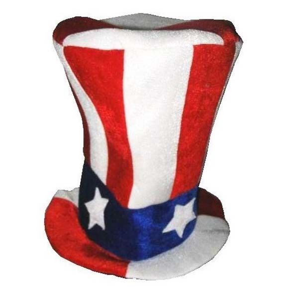 TALL USA RED WHITE BLUE STARS novelty CRAZY TOP HAT #98  