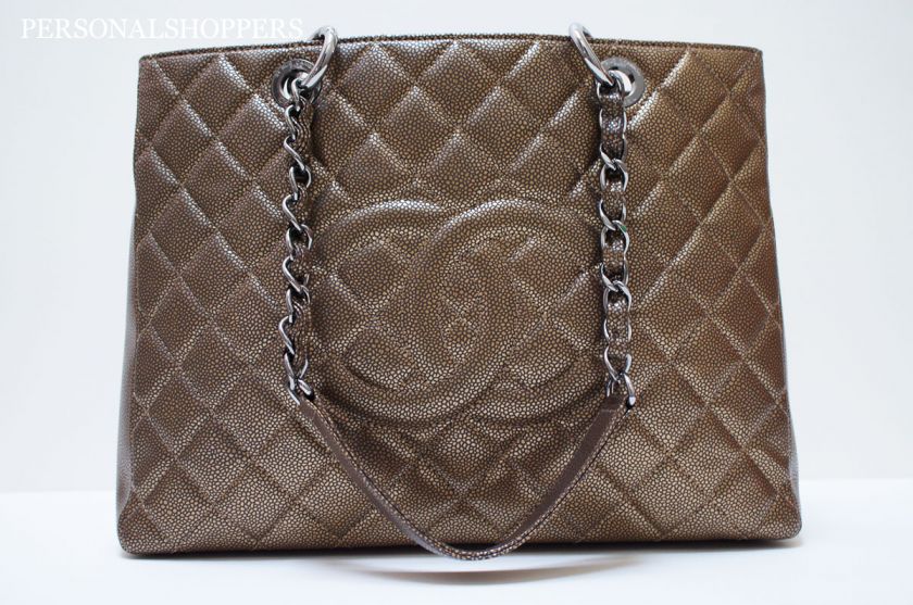 CLASSIC CHANEL 11A BRONZE CAVIAR LEATHER GRAND SHOPPER GST BAG NWT 