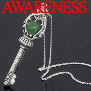 Soul Key Awareness Spiritual Charm Jade Silver Pendant  