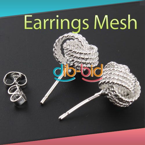  Fashion Women Jewelry Charm Mesh Round Ball Knot Silver Earring Gift