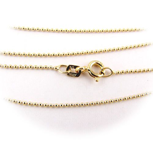 Gold Plated Sterling Silver Bead Round Ball 1mm Chain  