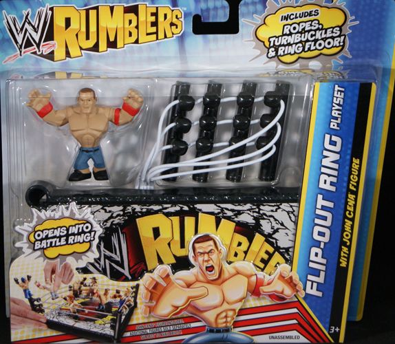 JOHN CENA W/ FLIP OUT RING PLAYSET   WWE RUMBLERS TOY WRESTLING ACTION 